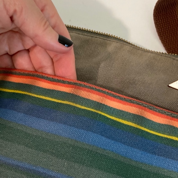 Fossil Coated Canvas Striped Crossbody Bag Blue Tan Coral - Picture 10 of 13